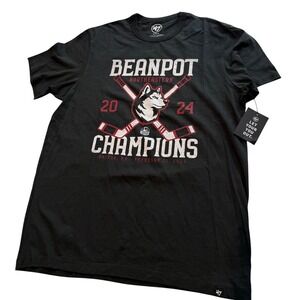 47 Brand Northeastern Huskies 2024 Beanpot Champions T-Shirt Black Medium NWT